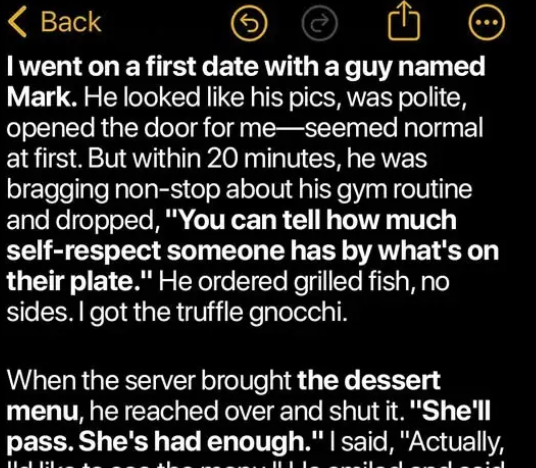 He told me to skip dessert because he prefers ‘skinny women’ — I served myself a big slice of confidence instead