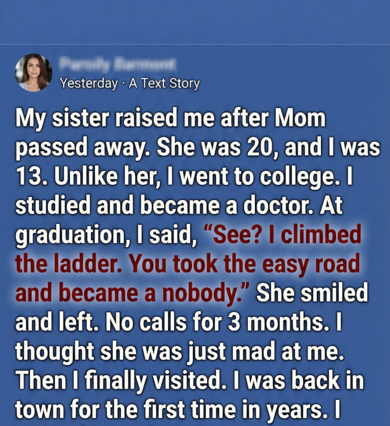 At My Graduation, I Called My Sister a Nobody — Three Months Later, I Walked Into Her Room and Froze